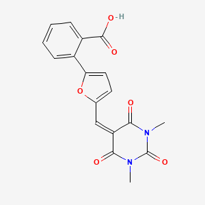 molecular formula C18H14N2O6 B5173044 2-{5-[(1,3-dimethyl-2,4,6-trioxotetrahydro-5(2H)-pyrimidinylidene)methyl]-2-furyl}benzoic acid 