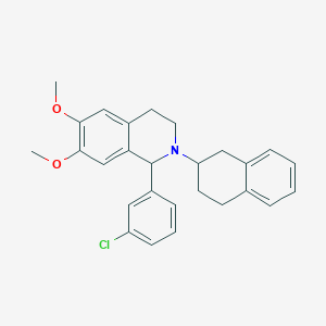 molecular formula C27H28ClNO2 B5173068 1-(3-chlorophenyl)-6,7-dimethoxy-2-(1,2,3,4-tetrahydro-2-naphthalenyl)-1,2,3,4-tetrahydroisoquinoline 