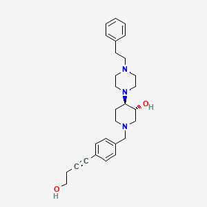 (3R*,4R*)-1-[4-(4-hydroxy-1-butyn-1-yl)benzyl]-4-[4-(2-phenylethyl)-1-piperazinyl]-3-piperidinol