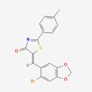 molecular formula C18H12BrNO3S B5173089 5-[(6-bromo-1,3-benzodioxol-5-yl)methylene]-2-(4-methylphenyl)-1,3-thiazol-4(5H)-one 