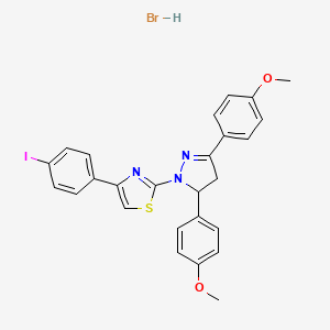2-[3,5-bis(4-methoxyphenyl)-4,5-dihydro-1H-pyrazol-1-yl]-4-(4-iodophenyl)-1,3-thiazole hydrobromide