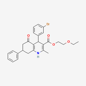 2-Ethoxyethyl 4-(3-bromophenyl)-2-methyl-5-oxo-7-phenyl-1,4,5,6,7,8-hexahydroquinoline-3-carboxylate