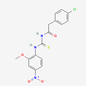 molecular formula C16H14ClN3O4S B5173258 2-(4-chlorophenyl)-N-{[(2-methoxy-4-nitrophenyl)amino]carbonothioyl}acetamide 