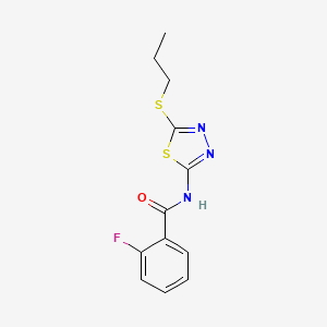 molecular formula C12H12FN3OS2 B5173269 2-fluoro-N-[5-(propylthio)-1,3,4-thiadiazol-2-yl]benzamide 