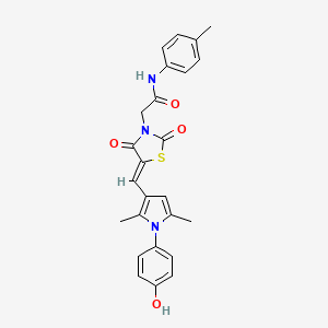 molecular formula C25H23N3O4S B5173311 2-(5-{[1-(4-hydroxyphenyl)-2,5-dimethyl-1H-pyrrol-3-yl]methylene}-2,4-dioxo-1,3-thiazolidin-3-yl)-N-(4-methylphenyl)acetamide 