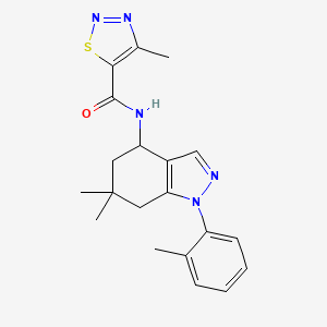 molecular formula C20H23N5OS B5173398 N-[6,6-dimethyl-1-(2-methylphenyl)-4,5,6,7-tetrahydro-1H-indazol-4-yl]-4-methyl-1,2,3-thiadiazole-5-carboxamide 