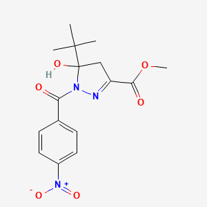 methyl 5-tert-butyl-5-hydroxy-1-(4-nitrobenzoyl)-4,5-dihydro-1H-pyrazole-3-carboxylate