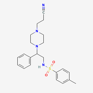 molecular formula C22H28N4O2S B5173494 N-{2-[4-(2-cyanoethyl)-1-piperazinyl]-2-phenylethyl}-4-methylbenzenesulfonamide 