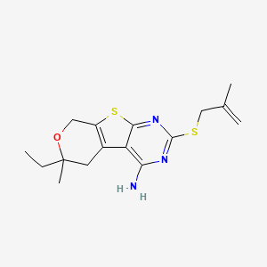 molecular formula C16H21N3OS2 B5173516 6-ethyl-6-methyl-2-[(2-methyl-2-propen-1-yl)thio]-5,8-dihydro-6H-pyrano[4',3':4,5]thieno[2,3-d]pyrimidin-4-amine 