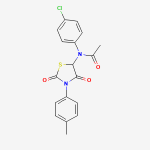 molecular formula C18H15ClN2O3S B5173536 N-(4-chlorophenyl)-N-[3-(4-methylphenyl)-2,4-dioxo-1,3-thiazolidin-5-yl]acetamide 