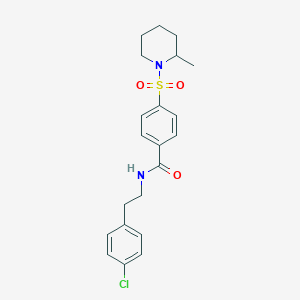 molecular formula C21H25ClN2O3S B5173578 N-[2-(4-chlorophenyl)ethyl]-4-[(2-methyl-1-piperidinyl)sulfonyl]benzamide 