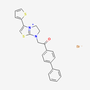 molecular formula C23H19BrN2OS2 B5173589 7-[2-(4-biphenylyl)-2-oxoethyl]-3-(2-thienyl)-6,7-dihydro-5H-imidazo[2,1-b][1,3]thiazol-4-ium bromide 