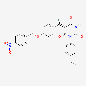 molecular formula C26H21N3O6 B5173600 1-(4-ethylphenyl)-5-{4-[(4-nitrobenzyl)oxy]benzylidene}-2,4,6(1H,3H,5H)-pyrimidinetrione 