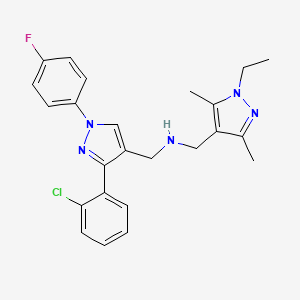 molecular formula C24H25ClFN5 B5173620 1-[3-(2-chlorophenyl)-1-(4-fluorophenyl)-1H-pyrazol-4-yl]-N-[(1-ethyl-3,5-dimethyl-1H-pyrazol-4-yl)methyl]methanamine 
