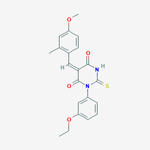 1-(3-ethoxyphenyl)-5-(4-methoxy-2-methylbenzylidene)-2-thioxodihydro-4,6(1H,5H)-pyrimidinedione