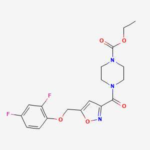 molecular formula C18H19F2N3O5 B5173650 ethyl 4-({5-[(2,4-difluorophenoxy)methyl]-3-isoxazolyl}carbonyl)-1-piperazinecarboxylate 