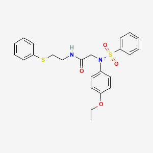 molecular formula C24H26N2O4S2 B5173668 N~2~-(4-ethoxyphenyl)-N~2~-(phenylsulfonyl)-N~1~-[2-(phenylthio)ethyl]glycinamide 