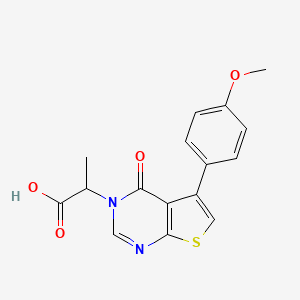 molecular formula C16H14N2O4S B5173673 2-[5-(4-methoxyphenyl)-4-oxothieno[2,3-d]pyrimidin-3(4H)-yl]propanoic acid 