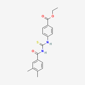 molecular formula C19H20N2O3S B5173690 ethyl 4-({[(3,4-dimethylbenzoyl)amino]carbonothioyl}amino)benzoate 