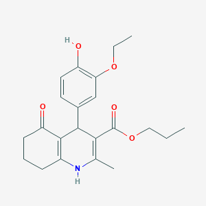 molecular formula C22H27NO5 B5173730 propyl 4-(3-ethoxy-4-hydroxyphenyl)-2-methyl-5-oxo-1,4,5,6,7,8-hexahydro-3-quinolinecarboxylate 