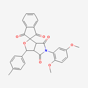 molecular formula C29H23NO7 B5173733 5-(2,5-dimethoxyphenyl)-3-(4-methylphenyl)-3a,6a-dihydrospiro[furo[3,4-c]pyrrole-1,2'-indene]-1',3',4,6(3H,5H)-tetrone 