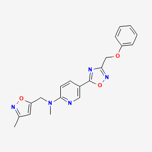 molecular formula C20H19N5O3 B5173811 N-methyl-N-[(3-methyl-5-isoxazolyl)methyl]-5-[3-(phenoxymethyl)-1,2,4-oxadiazol-5-yl]-2-pyridinamine 