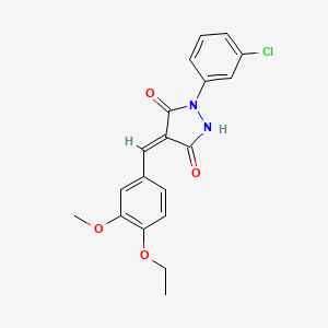 molecular formula C19H17ClN2O4 B5173872 1-(3-chlorophenyl)-4-(4-ethoxy-3-methoxybenzylidene)-3,5-pyrazolidinedione 