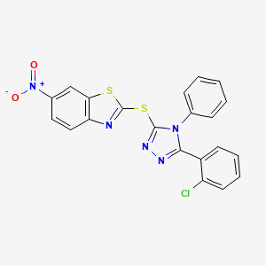 2-{[5-(2-chlorophenyl)-4-phenyl-4H-1,2,4-triazol-3-yl]thio}-6-nitro-1,3-benzothiazole