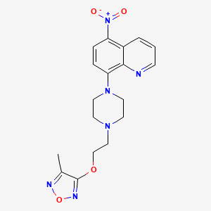 molecular formula C18H20N6O4 B5173917 8-(4-{2-[(4-methyl-1,2,5-oxadiazol-3-yl)oxy]ethyl}-1-piperazinyl)-5-nitroquinoline 