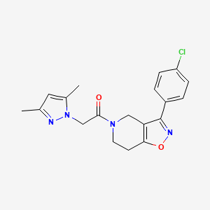 molecular formula C19H19ClN4O2 B5173930 3-(4-chlorophenyl)-5-[(3,5-dimethyl-1H-pyrazol-1-yl)acetyl]-4,5,6,7-tetrahydroisoxazolo[4,5-c]pyridine 