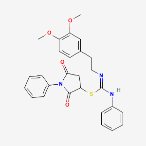 molecular formula C27H27N3O4S B5173956 2,5-dioxo-1-phenyl-3-pyrrolidinyl N-[2-(3,4-dimethoxyphenyl)ethyl]-N'-phenylimidothiocarbamate 