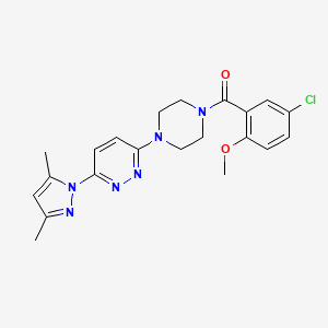 molecular formula C21H23ClN6O2 B5173967 3-[4-(5-chloro-2-methoxybenzoyl)-1-piperazinyl]-6-(3,5-dimethyl-1H-pyrazol-1-yl)pyridazine 