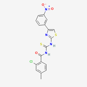molecular formula C18H13ClN4O3S2 B5174077 2-chloro-4-methyl-N-({[4-(3-nitrophenyl)-1,3-thiazol-2-yl]amino}carbonothioyl)benzamide 