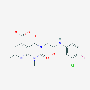 molecular formula C19H16ClFN4O5 B5174095 methyl 3-{2-[(3-chloro-4-fluorophenyl)amino]-2-oxoethyl}-1,7-dimethyl-2,4-dioxo-1,2,3,4-tetrahydropyrido[2,3-d]pyrimidine-5-carboxylate 