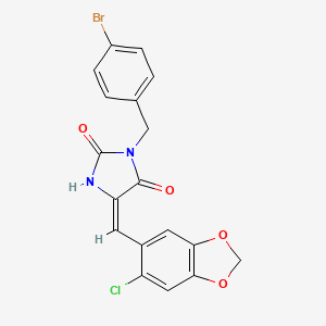 molecular formula C18H12BrClN2O4 B5174110 3-(4-bromobenzyl)-5-[(6-chloro-1,3-benzodioxol-5-yl)methylene]-2,4-imidazolidinedione 