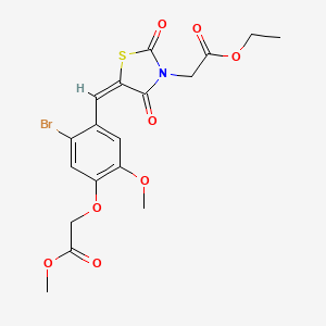 molecular formula C18H18BrNO8S B5174155 methyl (5-bromo-4-{[3-(2-ethoxy-2-oxoethyl)-2,4-dioxo-1,3-thiazolidin-5-ylidene]methyl}-2-methoxyphenoxy)acetate 