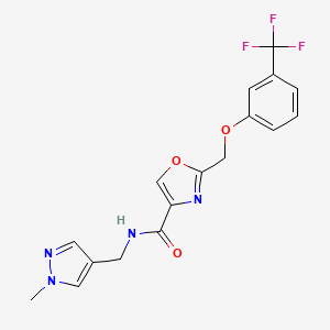molecular formula C17H15F3N4O3 B5174177 N-[(1-methyl-1H-pyrazol-4-yl)methyl]-2-{[3-(trifluoromethyl)phenoxy]methyl}-1,3-oxazole-4-carboxamide 