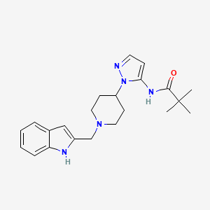 molecular formula C22H29N5O B5174197 N-{1-[1-(1H-indol-2-ylmethyl)-4-piperidinyl]-1H-pyrazol-5-yl}-2,2-dimethylpropanamide 