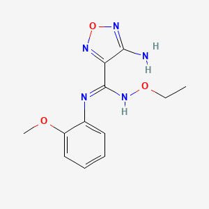 molecular formula C12H15N5O3 B5174343 4-amino-N'-ethoxy-N-(2-methoxyphenyl)-1,2,5-oxadiazole-3-carboximidamide 