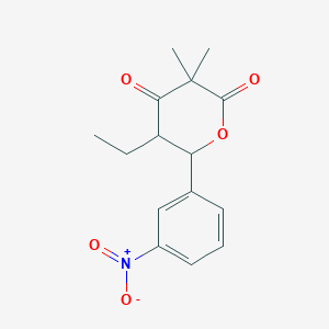 molecular formula C15H17NO5 B5174411 5-ethyl-3,3-dimethyl-6-(3-nitrophenyl)dihydro-2H-pyran-2,4(3H)-dione 