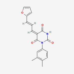 1-(3,4-dimethylphenyl)-5-[3-(2-furyl)-2-propen-1-ylidene]-2,4,6(1H,3H,5H)-pyrimidinetrione