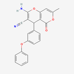 2-amino-7-methyl-5-oxo-4-(3-phenoxyphenyl)-4H,5H-pyrano[4,3-b]pyran-3-carbonitrile