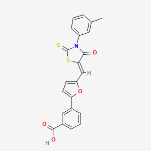 molecular formula C22H15NO4S2 B5174510 3-(5-{[3-(3-methylphenyl)-4-oxo-2-thioxo-1,3-thiazolidin-5-ylidene]methyl}-2-furyl)benzoic acid 