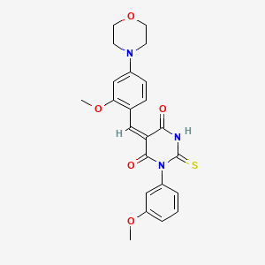 molecular formula C23H23N3O5S B5174514 5-[2-methoxy-4-(4-morpholinyl)benzylidene]-1-(3-methoxyphenyl)-2-thioxodihydro-4,6(1H,5H)-pyrimidinedione 