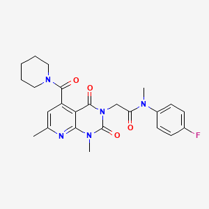 molecular formula C24H26FN5O4 B5174542 2-[1,7-dimethyl-2,4-dioxo-5-(1-piperidinylcarbonyl)-1,4-dihydropyrido[2,3-d]pyrimidin-3(2H)-yl]-N-(4-fluorophenyl)-N-methylacetamide 