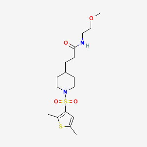 molecular formula C17H28N2O4S2 B5174584 3-{1-[(2,5-dimethyl-3-thienyl)sulfonyl]-4-piperidinyl}-N-(2-methoxyethyl)propanamide 