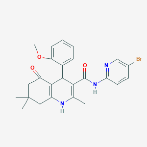 molecular formula C25H26BrN3O3 B5174639 N-(5-bromo-2-pyridinyl)-4-(2-methoxyphenyl)-2,7,7-trimethyl-5-oxo-1,4,5,6,7,8-hexahydro-3-quinolinecarboxamide 