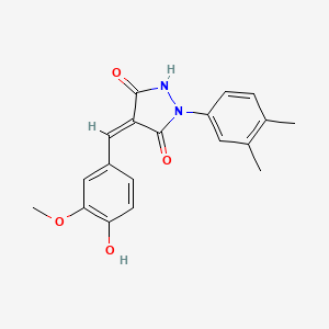 molecular formula C19H18N2O4 B5174659 1-(3,4-dimethylphenyl)-4-(4-hydroxy-3-methoxybenzylidene)-3,5-pyrazolidinedione 
