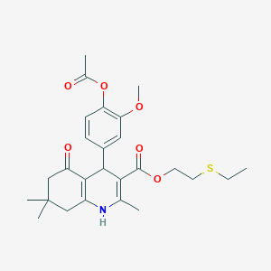 molecular formula C26H33NO6S B5174665 2-(ethylthio)ethyl 4-[4-(acetyloxy)-3-methoxyphenyl]-2,7,7-trimethyl-5-oxo-1,4,5,6,7,8-hexahydro-3-quinolinecarboxylate 