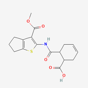 molecular formula C17H19NO5S B5174700 6-({[3-(methoxycarbonyl)-5,6-dihydro-4H-cyclopenta[b]thien-2-yl]amino}carbonyl)-3-cyclohexene-1-carboxylic acid 